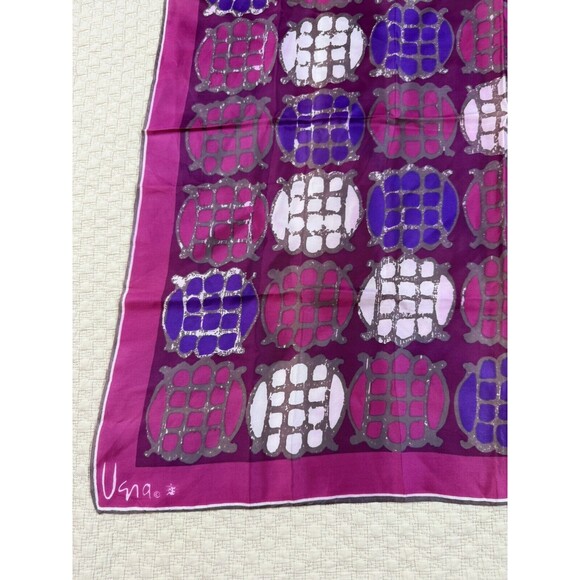 Vera Neumann Turtle Square‎ Scarf Magenta Purple Burgundy Abstract Vintage 26.5" - Picture 5 of 13